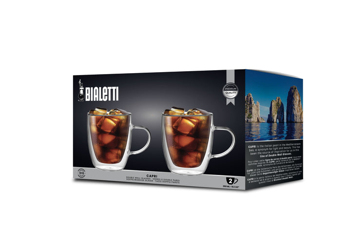 Capri Double Walled Glass Mugs (350ml - Set of 2)