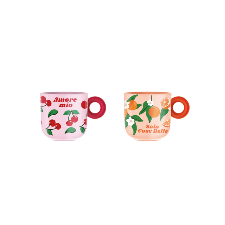 Mercato Della Frutta Mugs (Set of 2) - Cherry & Orange