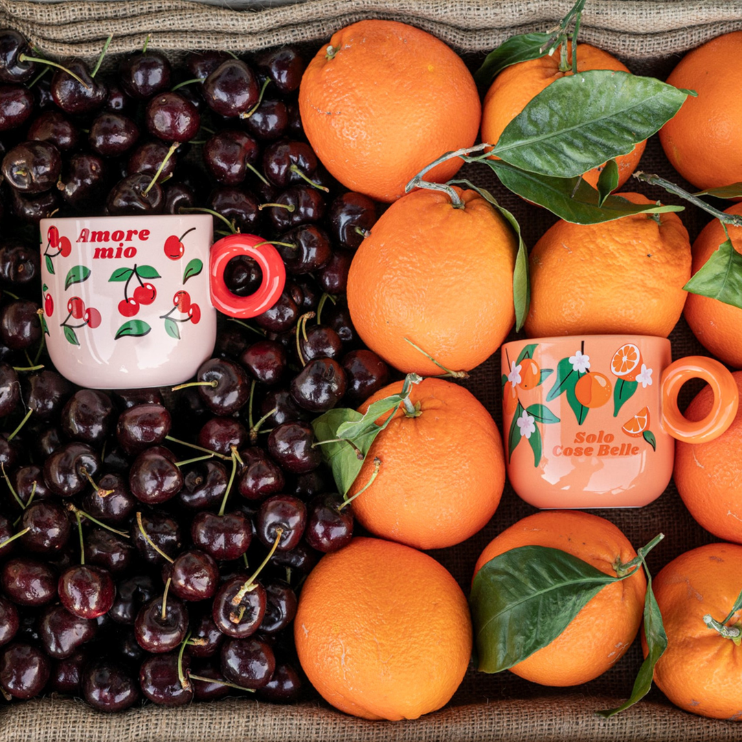 Mercato Della Frutta Mugs (Set of 2) - Cherry & Orange