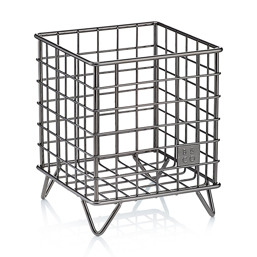 Coffee pod and accessories storage basket on white background by Barista & Co