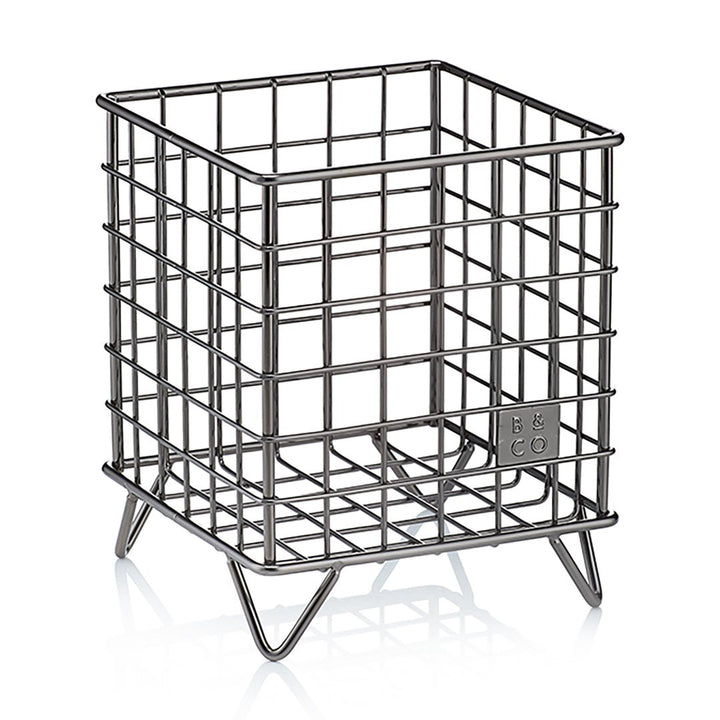 Coffee pod and accessories storage basket on white background by Barista & Co